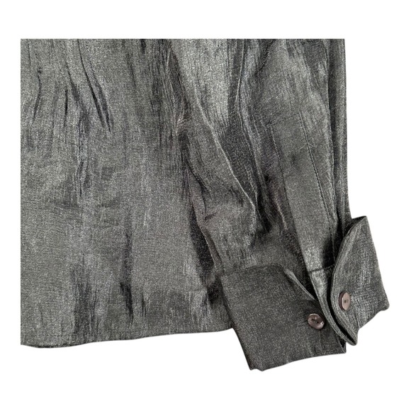 Coldwater Creek Petites Large PL Black Pintucked Button Shirt Office Career - Picture 9 of 12